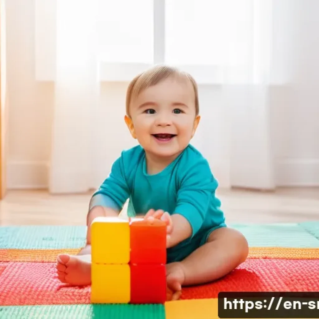 인터넷정보검색 실기 시험에서 요구되는 데이터 분류 기술 - **A toddler wearing a diaper, sitting on a colorful play mat surrounded by soft blocks. The scene is...