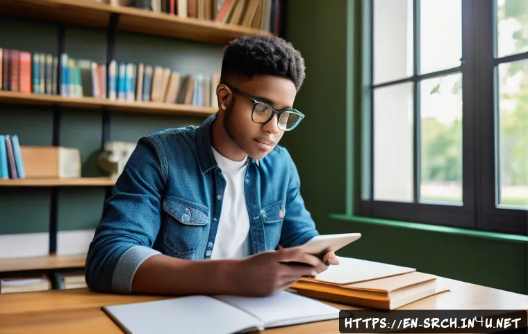 인터넷정보검색 실기 시험에서 많이 실수하는 사례 정리 - A focused young adult student sitting at a modern desk with multiple digital devices: a laptop displ...
