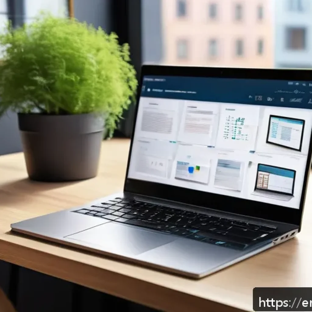 인터넷정보검색 실무와 관련된 자동화 검색 도구 사례 - A modern, cozy home office setup featuring a sleek laptop displaying advanced search engine results ...
