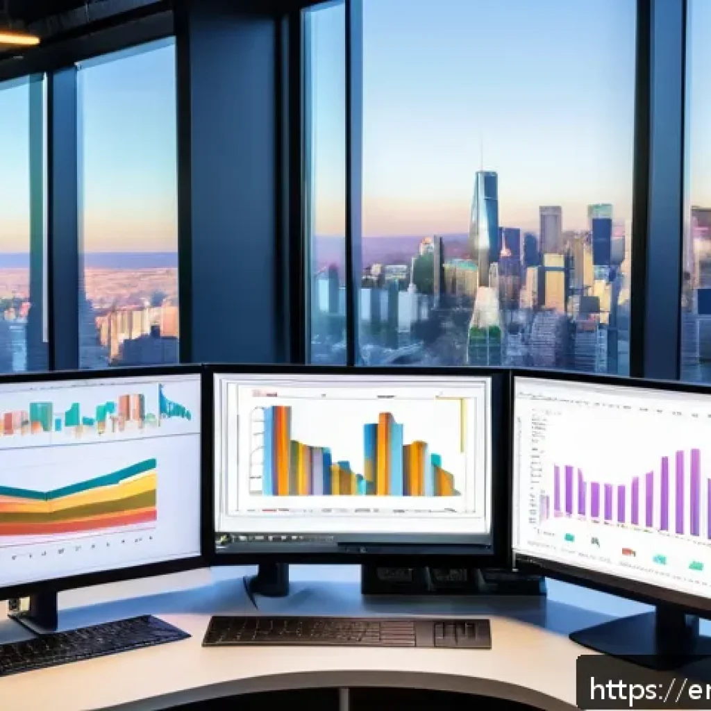인터넷정보검색 실무에서 경험한 데이터 수집 및 분석 사례 - A modern data analyst&rsquo;s workspace featuring multiple high-resolution monitors displaying colorful in...
